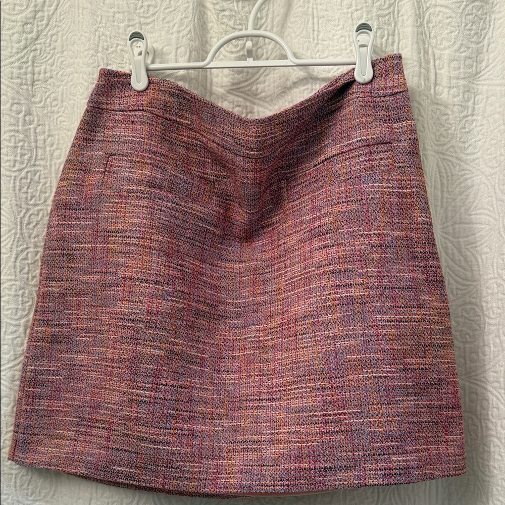 LOFT Pink and Purple Tweed A-Line Skirt